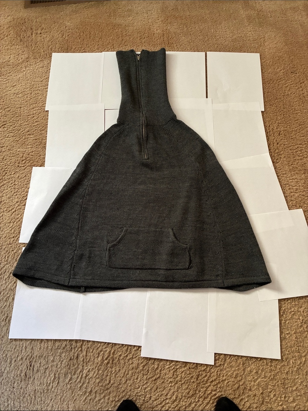 Echo Dark Gray Knit Funnel Neck Poncho